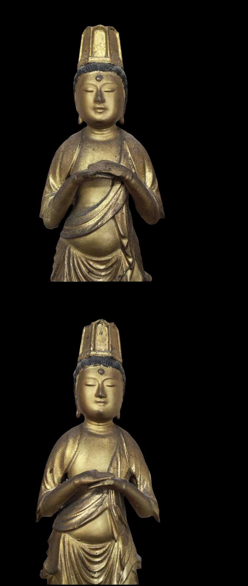 Edo-Meiji Period Amida Nyorai with Kannon Bosatsu and Seishi Bosatsu Triad (Zenko-ji style) Zushi Portable Shrine