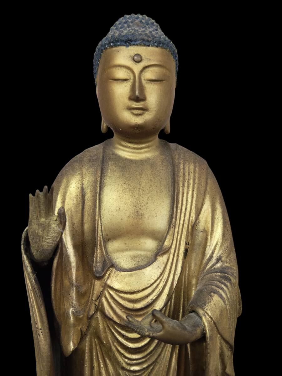 Edo-Meiji Period Amida Nyorai with Kannon Bosatsu and Seishi Bosatsu Triad (Zenko-ji style) Zushi Portable Shrine